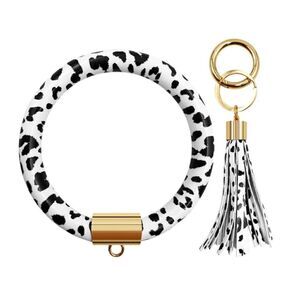 Cow print key ring bracelet